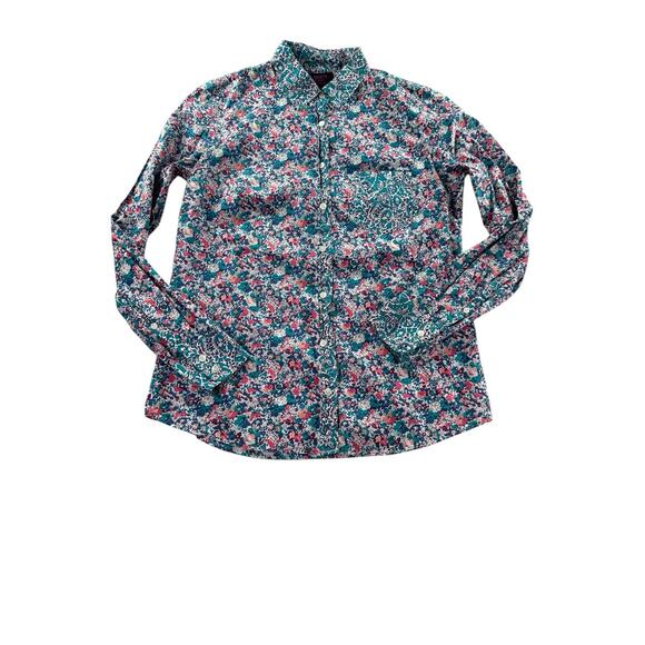 J. Crew Liberty Art Fabrics Boy Shirt Womens Size 4 Long Sleeve Floral Button Up - Picture 2 of 9